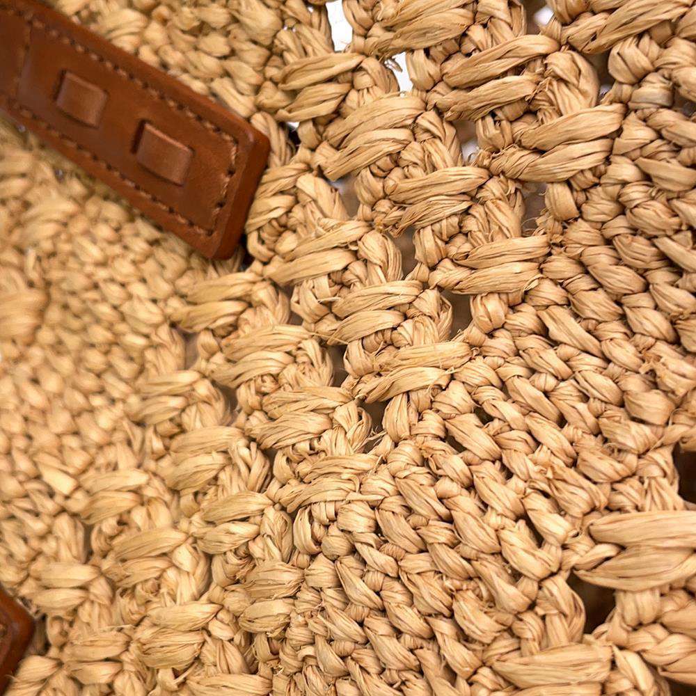 Saint Laurent Paris Pannier Crochet Raffia Basket Bag Beige Brown - Picture 7 of 13